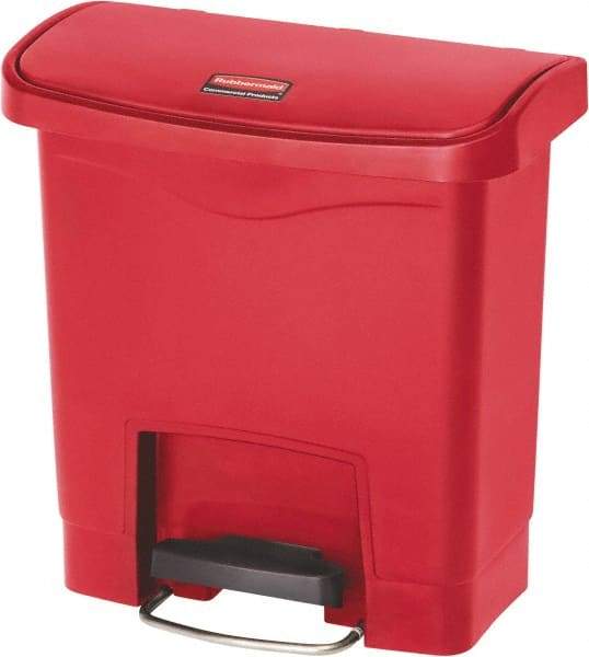 Rubbermaid - 4 Gal Rectangle Unlabeled Trash Can - 15.7" High x 14-7/8" Long, Red, Resin - Top Tool & Supply