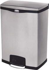 Rubbermaid - 24 Gal Rectangle Unlabeled Trash Can - 31.83" High x 21-3/4" Long, Chrome, Black, Metal - Top Tool & Supply