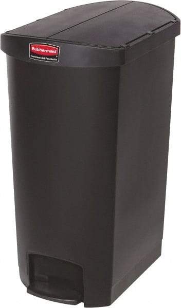 Rubbermaid - 18 Gal Rectangle Unlabeled Trash Can - 30.76" High x 14-3/4" Long, Black, Resin - Top Tool & Supply