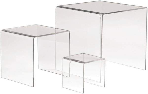 ECONOCO - 3, 5 & 7" High x 3, 5 & 7" Wide x 3, 5 & 7" Deep, Display Riser Plastic Shelving - Clear - Top Tool & Supply