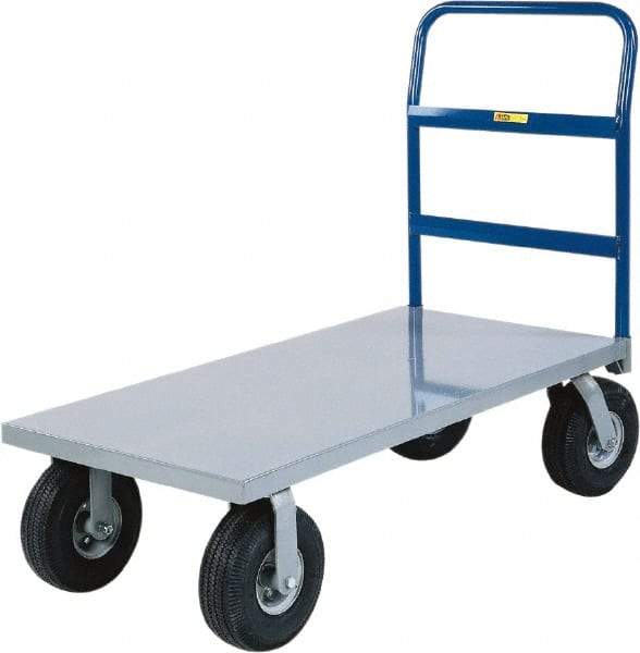 Little Giant - 1,500 Lb Capacity Steel Cushion Load Platform Truck - Steel Deck, 24" OAW, 48" Platform Length x 14" Platform Height, Pneumatic Casters - Top Tool & Supply