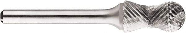 SGS Pro - 1/2" Cut Diam, 1/4" Shank Diam, Cylinder with Radius Head Single Cut Burr - Carbide, Radius End, 1" LOC, 1" OAL - Top Tool & Supply