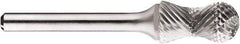 SGS Pro - 1/2" Cut Diam, 1/4" Shank Diam, Cylinder with Radius Head Double Cut Burr - Carbide, Radius End, 1" LOC, 1" OAL - Top Tool & Supply