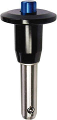 Monroe Engineering Products - 3/8" Diam, 2" Usable Length, Button Handle, Push Button Quick Release Pin - 3-13/32" OAL, Grade 17-4 Stainless Steel - Top Tool & Supply