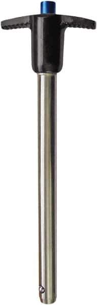 Monroe Engineering Products - 7/16" Pin Diam, 2" Usable Length, T Handle Quick Release Pin - 155mm OAL, 440C Stainless Steel Ball, Aluminum Handle - Top Tool & Supply