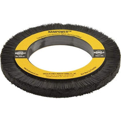 Brush Research Mfg. - 5-29/32" OD, 3-1/4" Arbor Hole, Crimped Abrasive Nylon Wheel Brush - 0.5906" Face Width, 3/4" Trim Length, 3,600 RPM - Top Tool & Supply