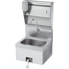 Krowne - 10" Long x 14" Wide Inside, 1 Compartment, Grade 304 Stainless Steel Hand Sink with Knee Valve - 20 Gauge, 24" Long x 16" Wide x 15" High Outside, 6" Deep - Top Tool & Supply