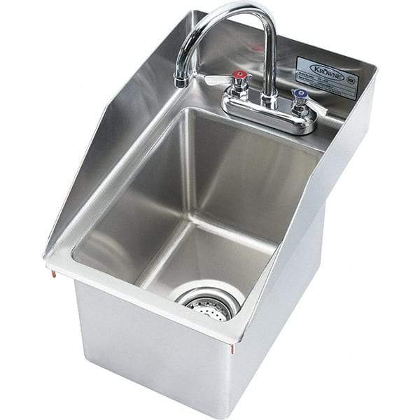 Krowne - 9" Long x 10" Wide Inside, 1 Compartment, Grade 304 Stainless Steel Drop In Sink - 20 Gauge, 18" Long x 12" Wide x 15" High Outside, 9" Deep - Top Tool & Supply