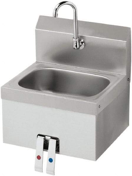 Krowne - 10" Long x 14" Wide Inside, 1 Compartment, Grade 304 Stainless Steel Hand Sink with Knee Valve - 20 Gauge, 15" Long x 16" Wide x 19" High Outside, 6" Deep - Top Tool & Supply