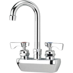 Krowne - Wall Mount, High Arc Service Sink Faucet - Two Handle, Color Coded, Blade Handle, Gooseneck Spout and Nozzle, No Drain - Top Tool & Supply