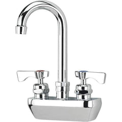 Krowne - Wall Mount, High Arc Service Sink Faucet - Two Handle, Color Coded, Blade Handle, Gooseneck Spout and Nozzle, No Drain - Top Tool & Supply