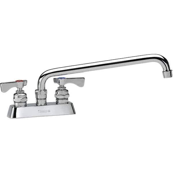 Krowne - Deck Mount, Low Arc Deck Mount Faucet - Two Handle, Color Coded, Blade Handle, Swing Spout and Nozzle, No Drain - Top Tool & Supply