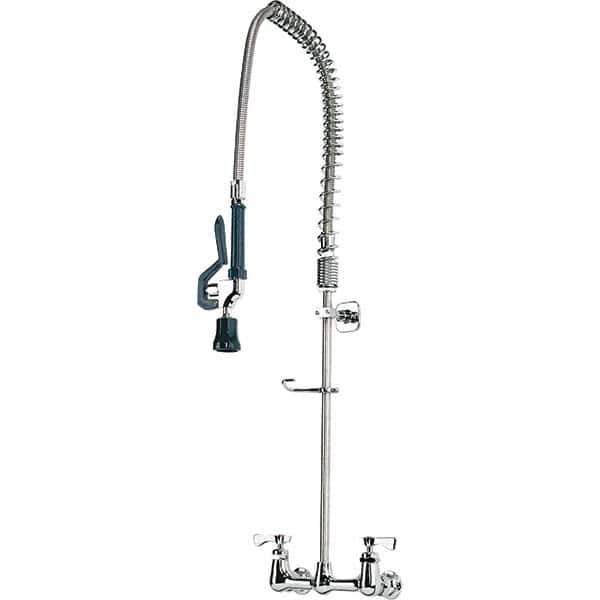 Krowne - Wall Mount, Pre Rinse Faucet with Spray - Two Handle, Color Coded, Blade Handle, Gooseneck Spout with Hose, No Drain - Top Tool & Supply