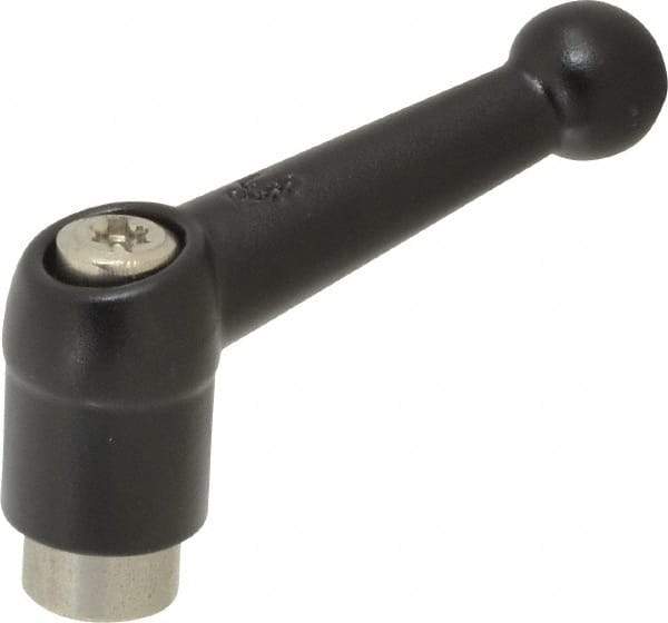 KIPP - M6 x 1.0, 13mm Hub Diam, Zinc Die Cast (Stainless Steel Components) Tapped Adjustable Clamping Lever - 46mm OAL, 32.5mm High, 9mm Hole Depth - Top Tool & Supply