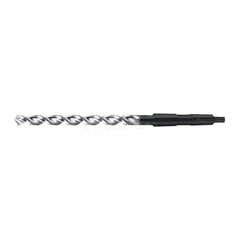 Taper Shank Drill Bit: 0.7087″ Dia, 2MT, 130 °, High Speed Steel Bright/Uncoated & Oxide, 6.4961″ Flute Length, 10.3543″ OAL, UFL Point, Parabolic Flute