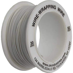 OK Industries - 30 AWG, 1 Strand, 15.2 m OAL, Copper Hook Up Wire - White Kynar Jacket - Top Tool & Supply