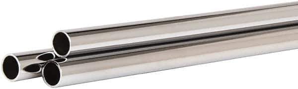 ECONOCO - 60" Max Width Round Tubing Closet Rod - 1.062" Diam, Chrome Finish - Top Tool & Supply