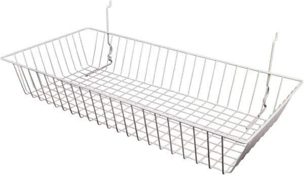 ECONOCO - 12" Deep, Rectangular Steel Peg Board/Slatwall Basket - 24" Wide x 4" High - Top Tool & Supply