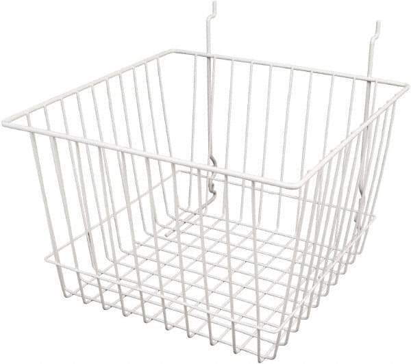 ECONOCO - 12" Deep, Square Steel Peg Board/Slatwall Basket - 12" Wide x 8" High - Top Tool & Supply