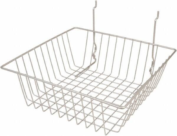 ECONOCO - 12" Deep, Square Steel Peg Board/Slatwall Basket - 12" Wide x 4" High - Top Tool & Supply