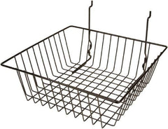 ECONOCO - 12" Deep, Square Steel Peg Board/Slatwall Basket - 12" Wide x 4" High - Top Tool & Supply