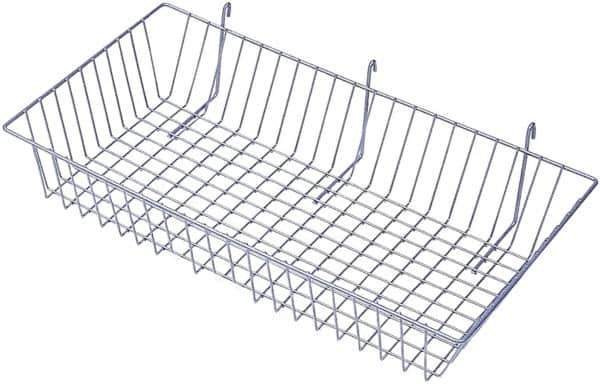 ECONOCO - 12" Deep, Rectangular Steel Peg Board/Slatwall Basket - 24" Wide x 4" High - Top Tool & Supply