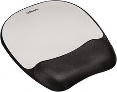 FELLOWES - 7-15/16" x 9-1/4" Black & Silver Mouse Pad/Wrist Rest - Use with Computer, Laptop - Top Tool & Supply