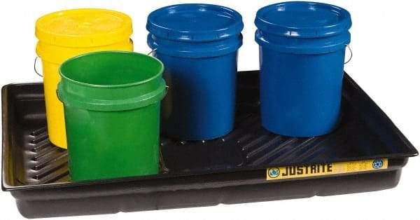 Justrite - 29 Gallon Capacity, 33 Inch Long x 47 Inch Wide, Polyurethane Spill Tray - 33 Inch Diameter, 5-1/2 Inch High, Black - Top Tool & Supply