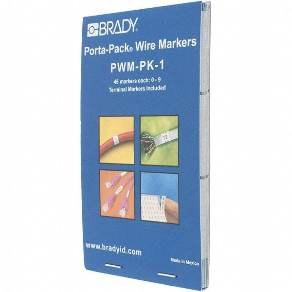 Brady - Nylon Cable Tag - NMBRS 0-9 WHT/BLK WIRE MARKER BOOK - Top Tool & Supply