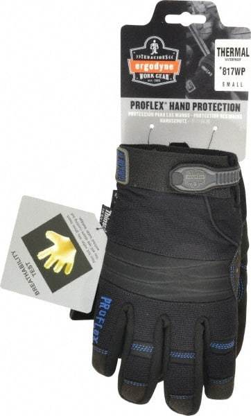 Ergodyne - Size S (7) Amara Cold Protection Work Gloves - For Mechanic's & Lifting, Uncoated, Hook & Loop Cuff, Full Fingered, Black, Paired - Top Tool & Supply