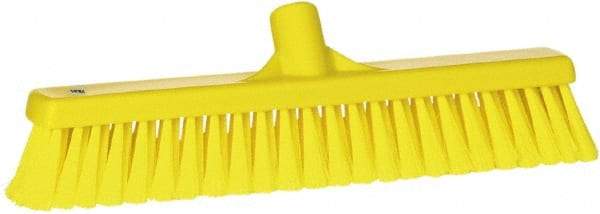 Vikan - 16" Fine Particle Synthetic Push Broom - 2" Bristle Length, Plastic Block, European Threaded Handle Connection - Top Tool & Supply