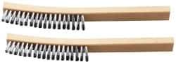 Ability One - 4 Rows x 1 Column Steel Plater's Brush - 13" OAL, 1" Trim Length, Wood Curved Handle - Top Tool & Supply
