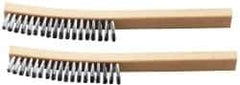 Ability One - 4 Rows x 1 Column Steel Plater's Brush - 13" OAL, 1" Trim Length, Wood Curved Handle - Top Tool & Supply