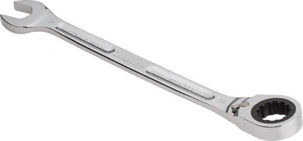 Proto - 24mm 12 Point Combination Wrench - 15° Head Angle, 13-5/16" OAL, Steel, Chrome Finish - Top Tool & Supply