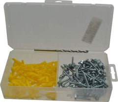 Value Collection - 200 Piece, #6 to 8 Screw, Plastic & Steel Hex Drive Anchor Assortment - Zinc Plated, 3/4" Long - Top Tool & Supply