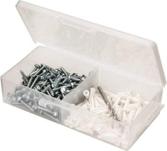 Value Collection - 200 Piece, #8 to 10 Screw, Plastic & Steel Hex Drive Anchor Assortment - Zinc Plated, 7/8" Long - Top Tool & Supply