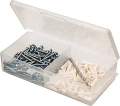 Value Collection - 200 Piece, #8 to 10 Screw, Plastic & Steel Slotted/Phillips Drive Anchor Assortment - Zinc Plated, 7/8" Long - Top Tool & Supply