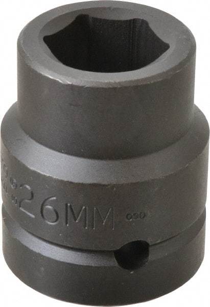 Proto - 1" Drive 26mm Impact Socket - 6 Points, 2-1/32" OAL - Top Tool & Supply