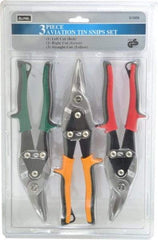 Value Collection - 3 Piece Aviation Snip Set - Left, Right, Straight, 10" OAL, 1-3/8" LOC - Top Tool & Supply