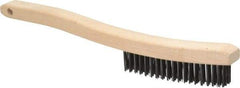 Osborn - 3 Rows x 19 Columns Steel Scratch Brush - 6" Brush Length, 13-11/16" OAL, 1-1/8" Trim Length, Wood Curved Handle - Top Tool & Supply