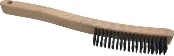 Osborn - 4 Rows x 19 Columns Steel Scratch Brush - 6" Brush Length, 13-11/16" OAL, 1-1/8" Trim Length, Wood Curved Handle - Top Tool & Supply