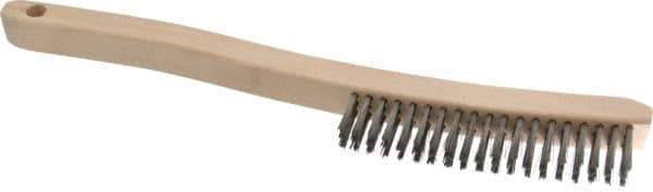 Osborn - 3 Rows x 19 Columns Stainless Steel Scratch Brush - 6" Brush Length, 13-11/16" OAL, 1-1/8" Trim Length, Wood Curved Handle - Top Tool & Supply