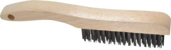 Osborn - 4 Rows x 16 Columns Steel Scratch Brush - 5-1/4" Brush Length, 10" OAL, 1-1/8" Trim Length, Wood Shoe Handle - Top Tool & Supply