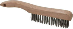 Osborn - 4 Rows x 16 Columns Stainless Steel Scratch Brush - 5-1/4" Brush Length, 10" OAL, 1-1/8" Trim Length, Wood Shoe Handle - Top Tool & Supply