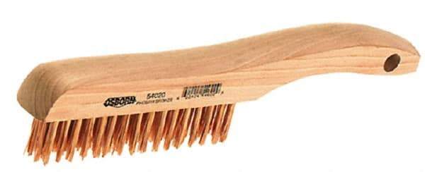 Osborn - 4 Rows x 16 Columns Bronze Scratch Brush - 5-1/4" Brush Length, 10" OAL, 1-1/8" Trim Length, Wood Shoe Handle - Top Tool & Supply