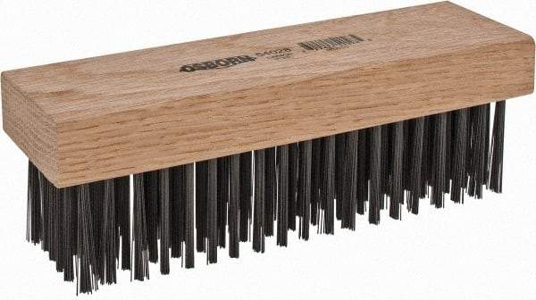 Osborn - 6 Rows x 19 Columns Steel Scratch Brush - 7-1/4" Brush Length, 1-11/16" Trim Length, Wood Straight Handle - Top Tool & Supply