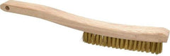 Osborn - 4 Rows x 18 Columns Brass Plater's Brush - 5-3/4" Brush Length, 13-1/4" OAL, 1" Trim Length, Wood Curved Handle - Top Tool & Supply