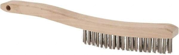 Osborn - 4 Rows x 18 Columns Stainless Steel Plater's Brush - 5-3/4" Brush Length, 13-1/4" OAL, 1" Trim Length, Wood Curved Handle - Top Tool & Supply