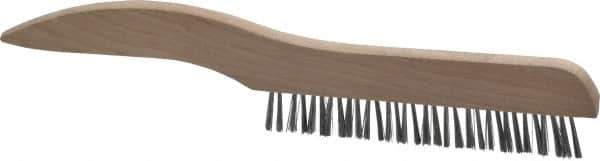 Osborn - 1 Rows x 16 Columns Steel Plater's Brush - 5" Brush Length, 10" OAL, 3/4" Trim Length, Wood Shoe Handle - Top Tool & Supply