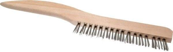 Osborn - 1 Rows x 16 Columns Stainless Steel Plater's Brush - 5" Brush Length, 10" OAL, 3/4" Trim Length, Wood Shoe Handle - Top Tool & Supply